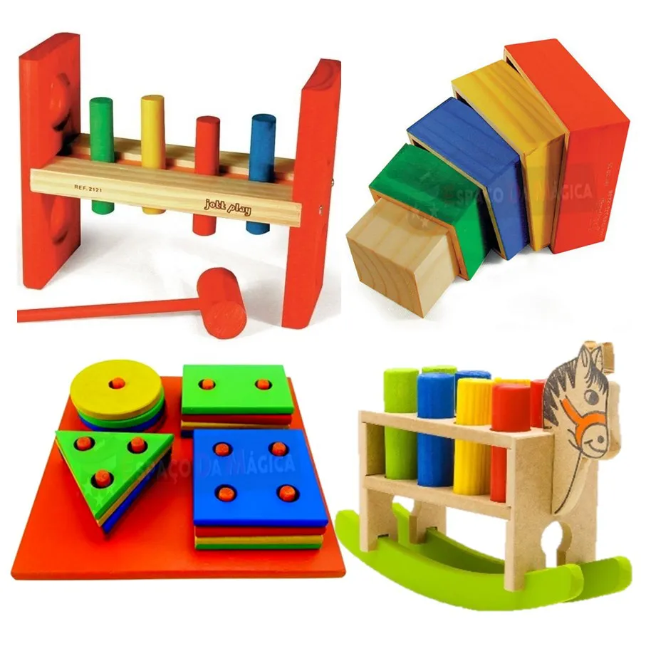 Brinquedos educativos de madeira