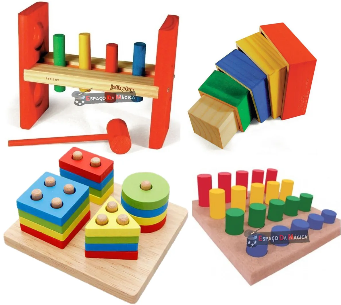 Brinquedos educativos de madeira