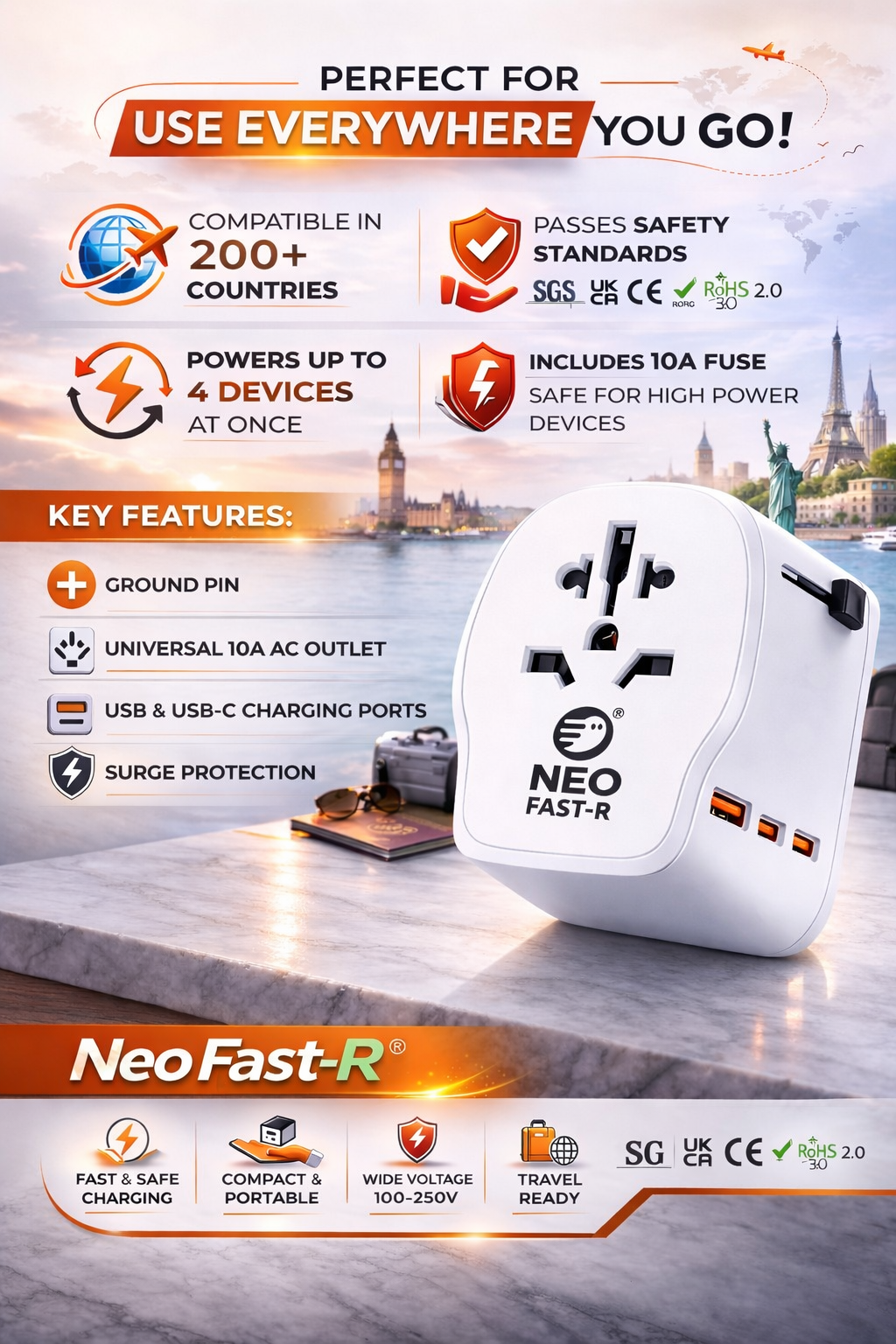 Neo Fast-R Universal Travel Adapter PD20