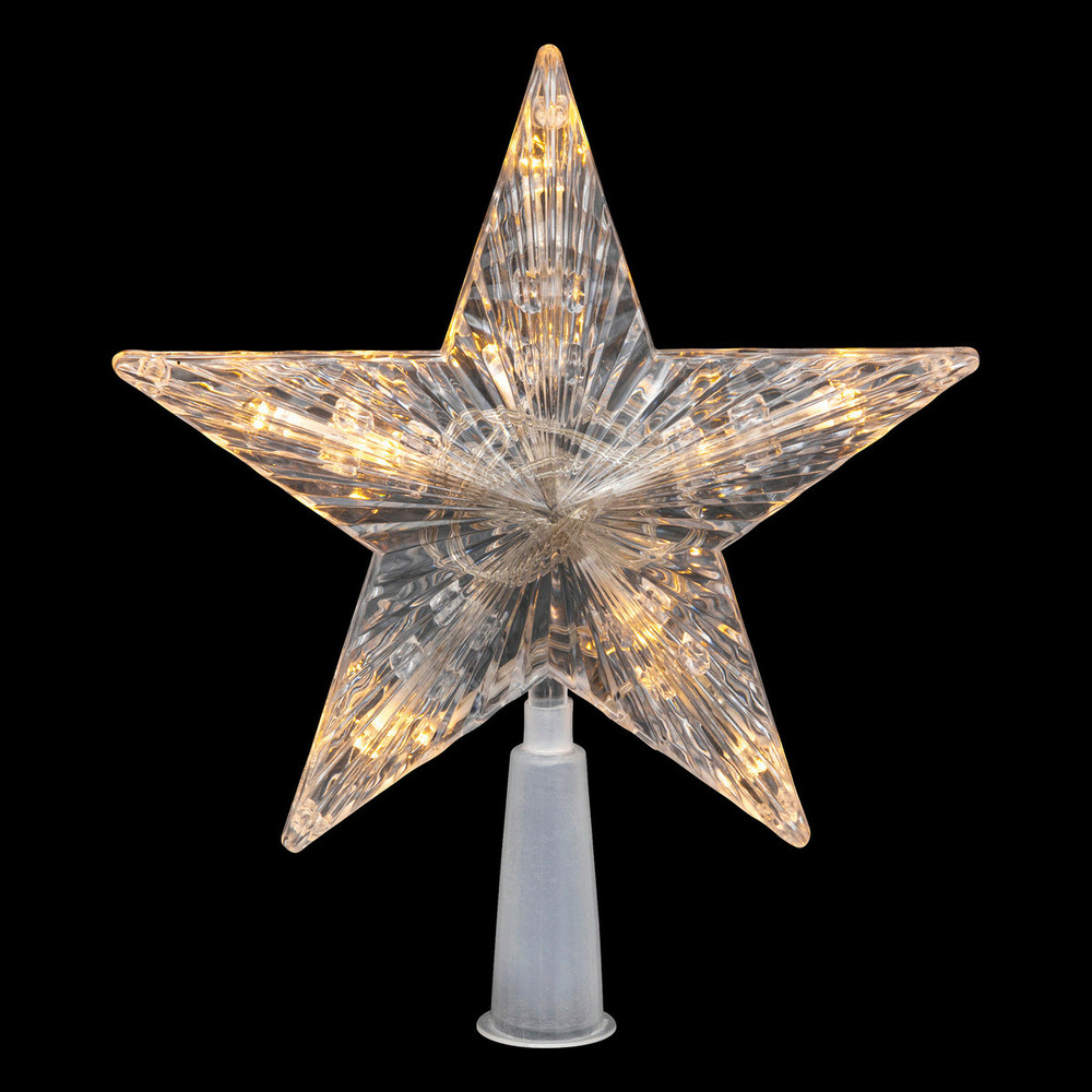Christmas tree decoration, star-shaped light-up topper, 10 warm white LEDs