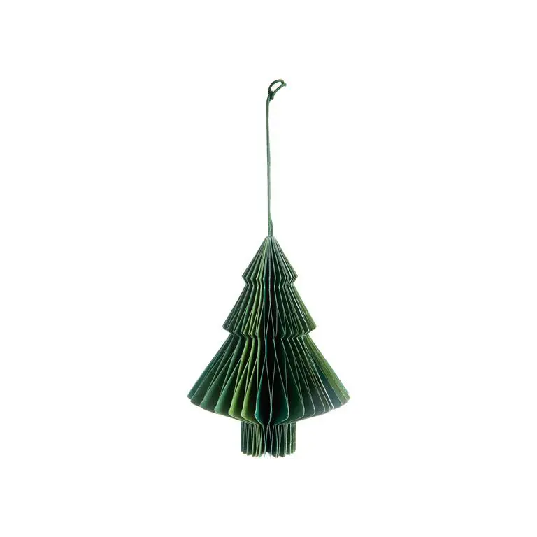 Green paper Christmas tree hanging decoration - 10 cm