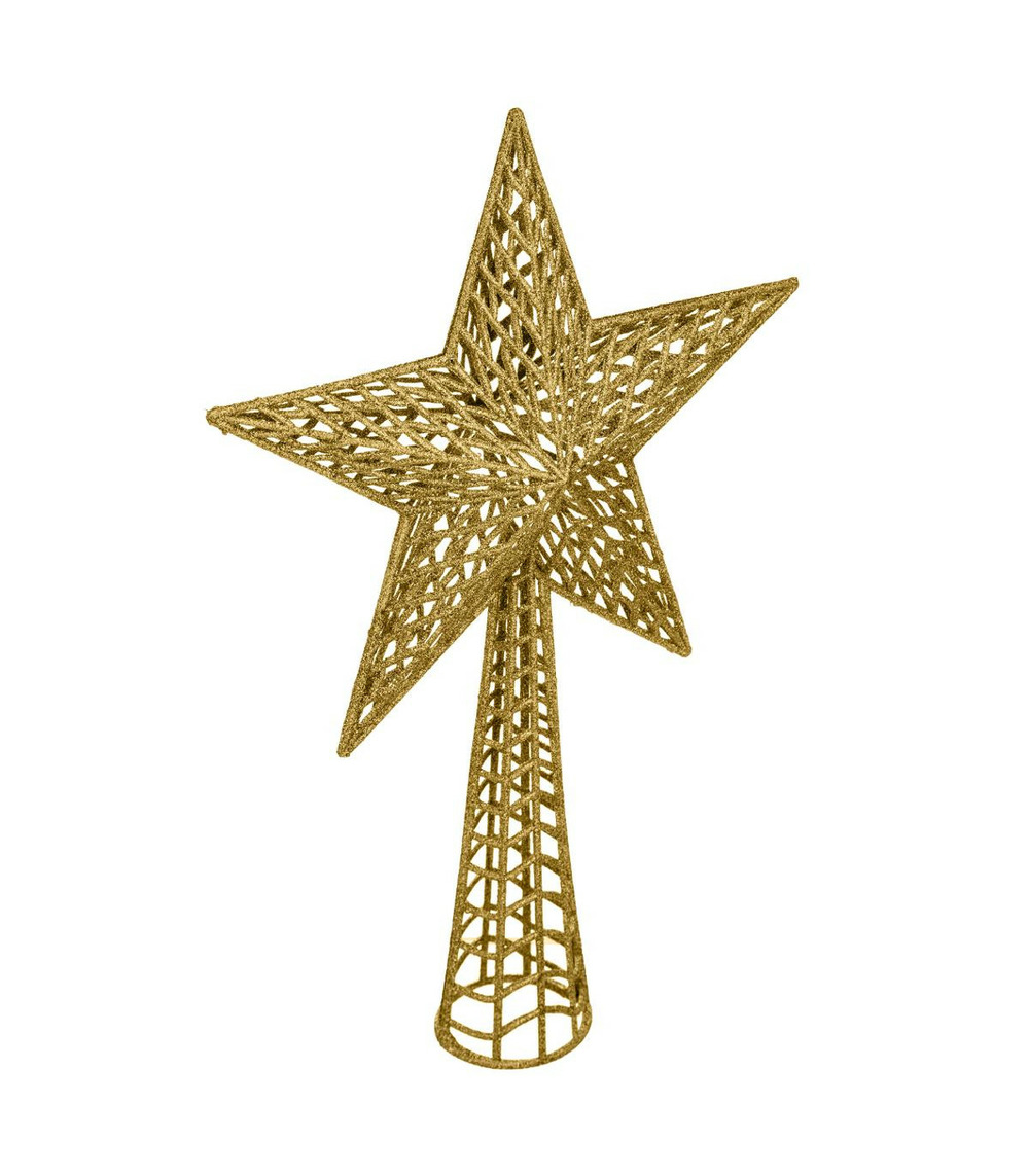 Christmas tree decoration with a glittery gold star topper