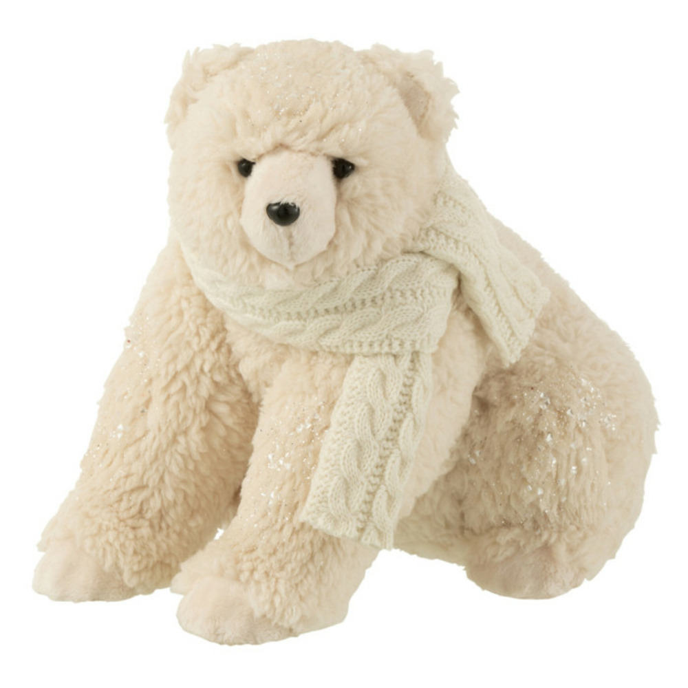 Decorative "Seated Polar Bear" Figurine, 26cm, Ecru