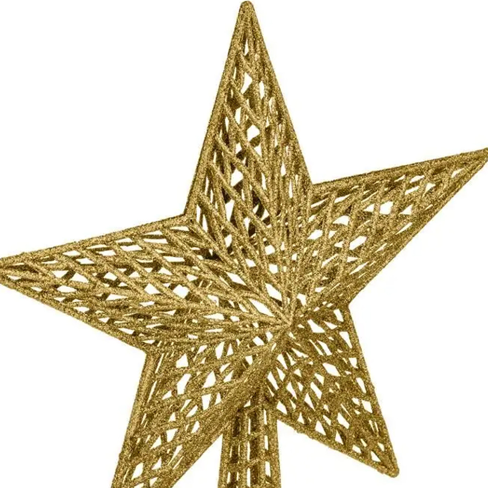 Christmas tree decoration with a glittery gold star topper