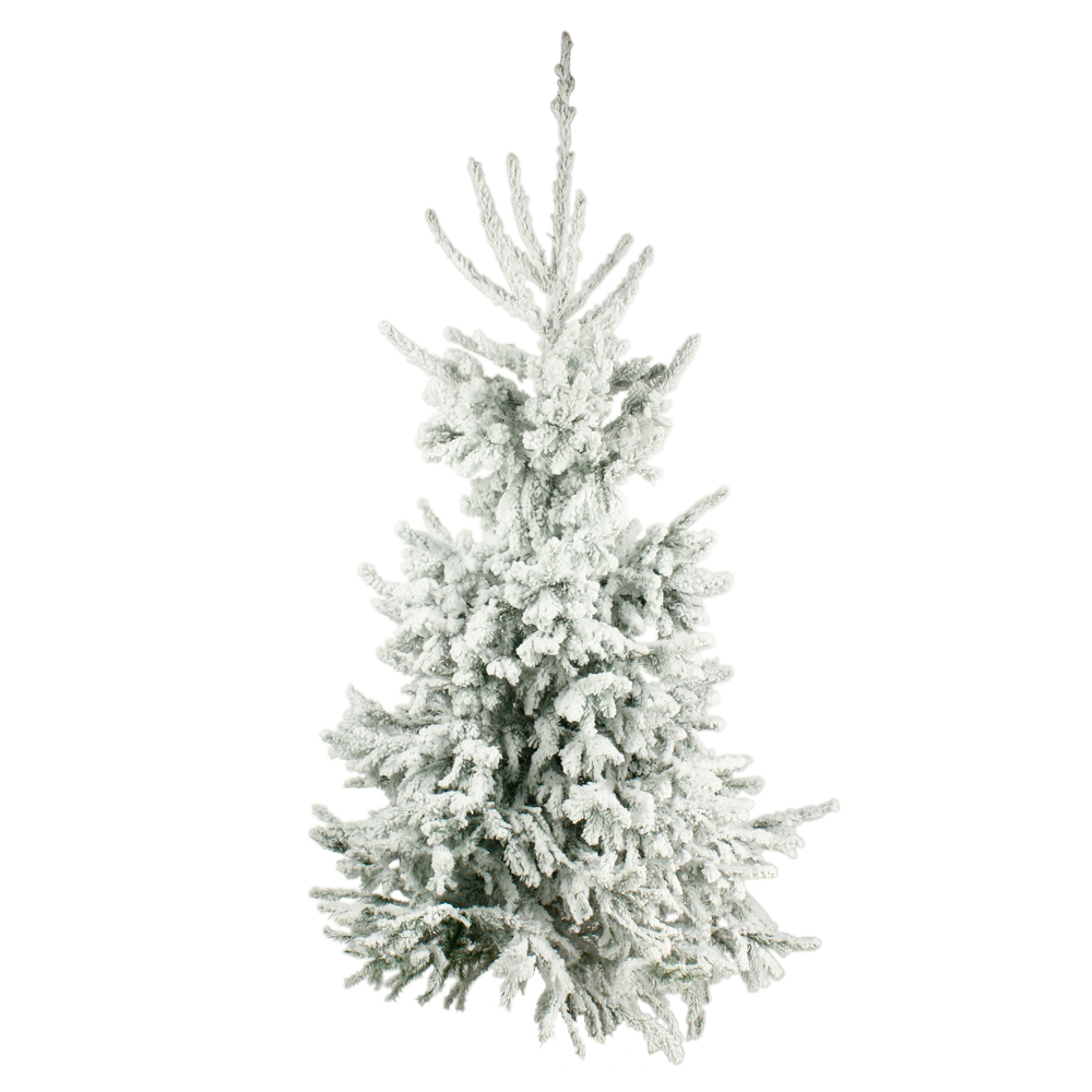 Flocked Christmas tree, spruce - white, fire-retardant: 90/100 cm cut wood