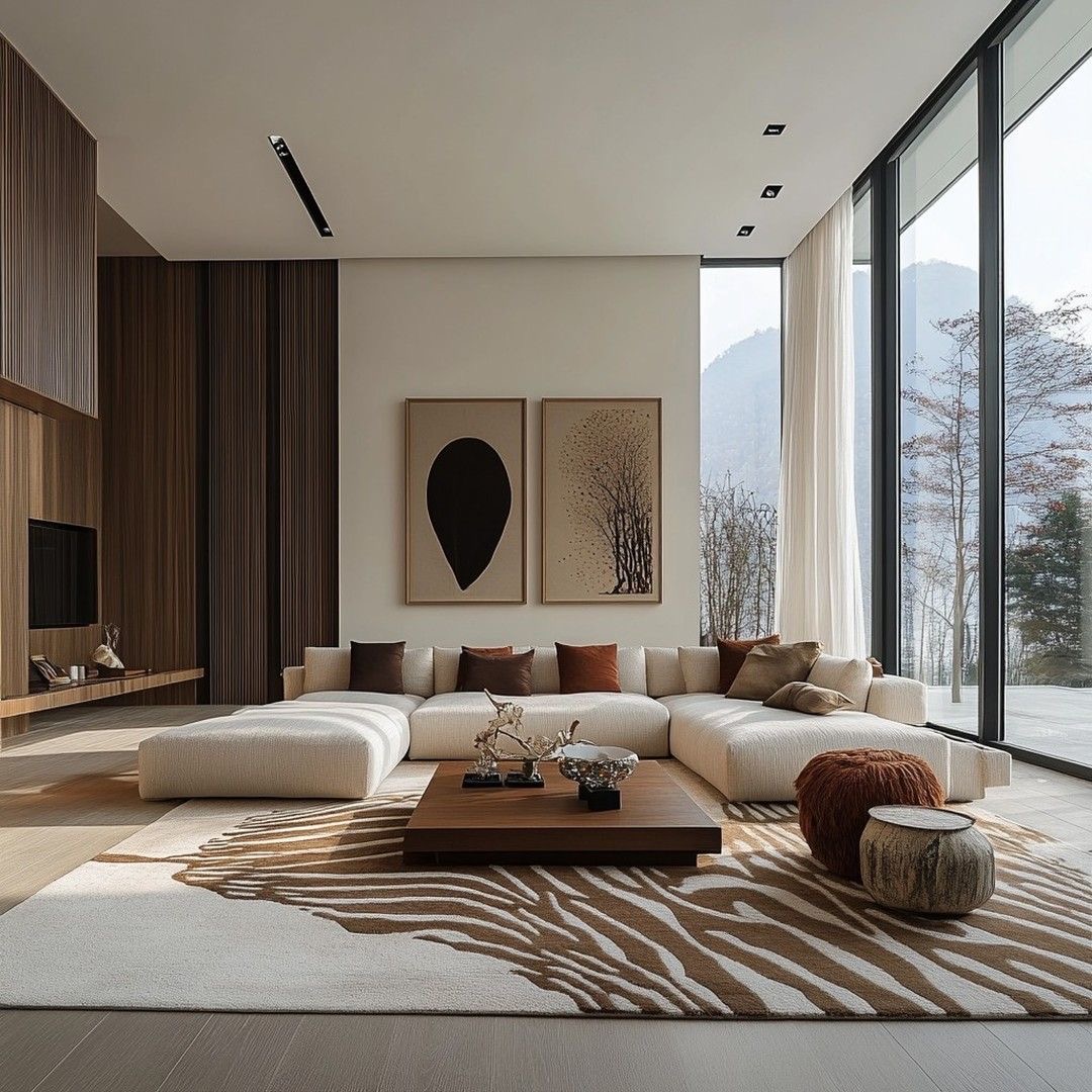 لوحة تجريدية لغرفة معيشة مفتوحة