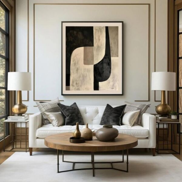 لوحة تجريدية بألوان محايدة