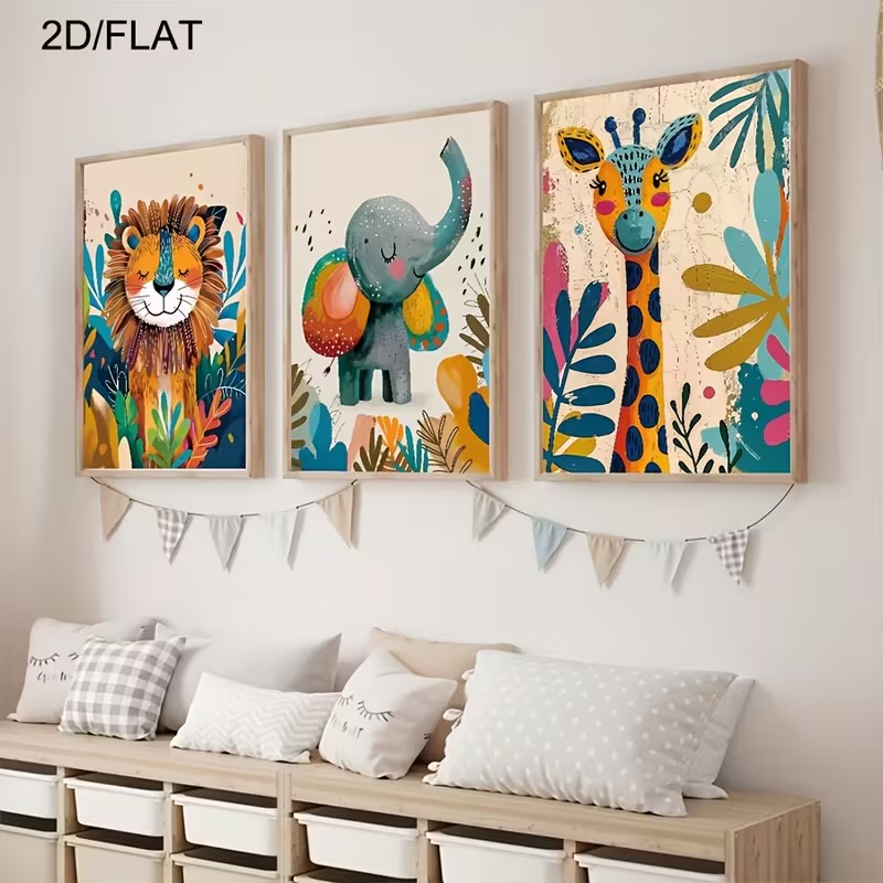 مجموعة لوحات حيوانات ملونة للأطفال