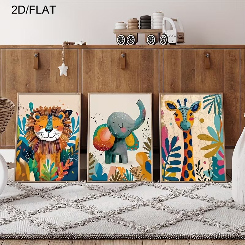 مجموعة لوحات حيوانات ملونة للأطفال