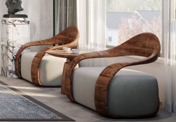 كرسي بذراعين منحني عصري