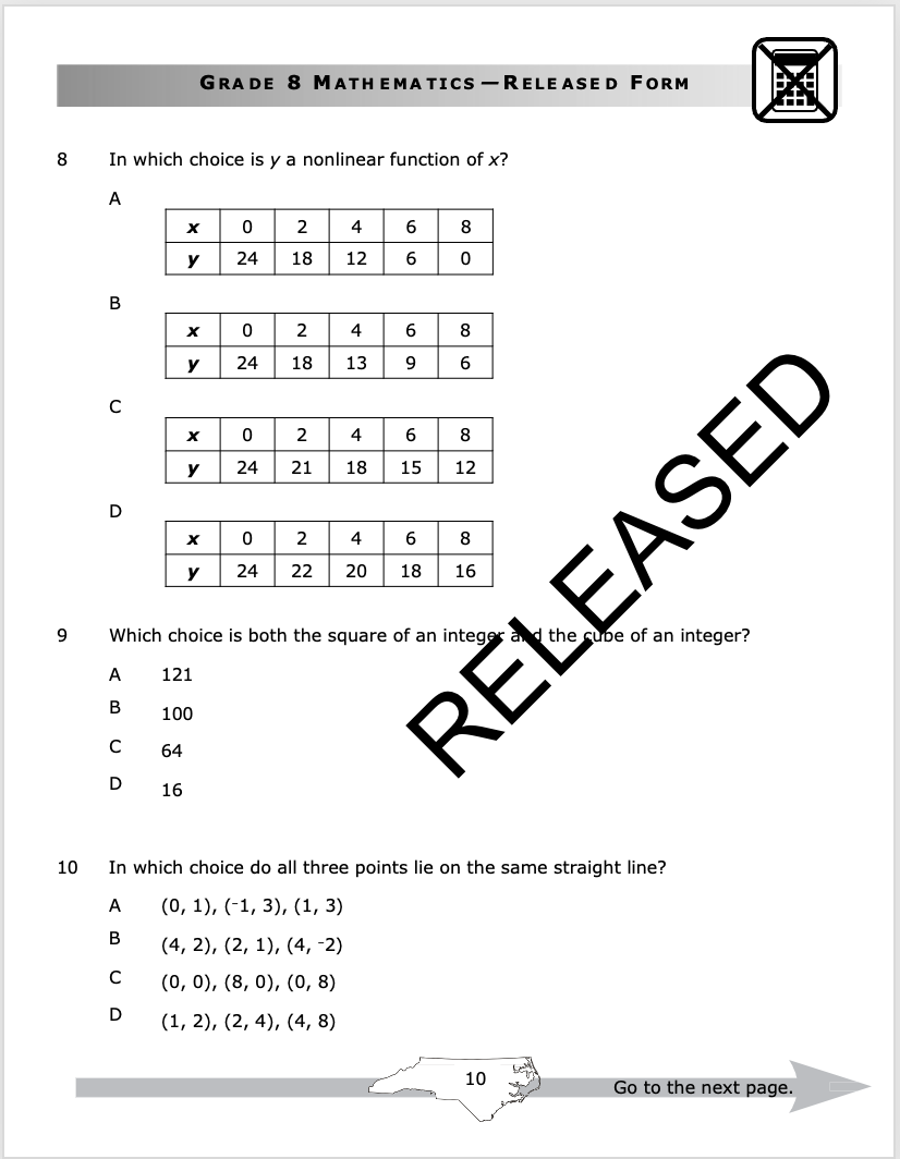 NC Grade 8 End-of-Grade Test Practice with Solutions - ppt