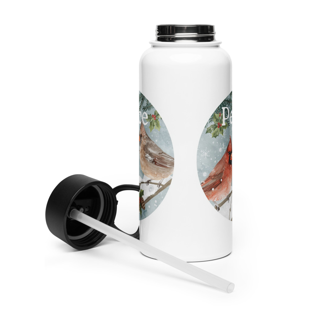 32oz Cardinal Peace Water Bottle – Stainless Steel Holiday Gift