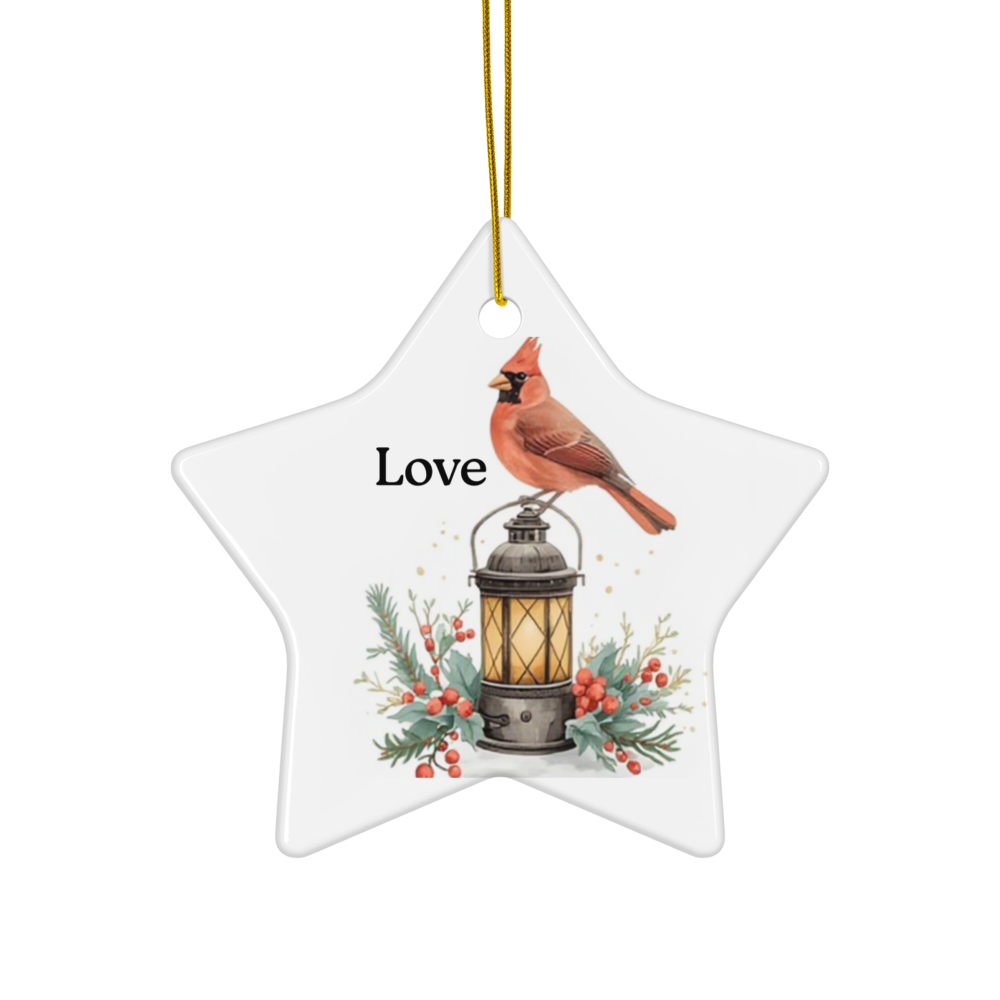 Double-Sided Ceramic Star Lantern Ornament – Cardinal Love Design