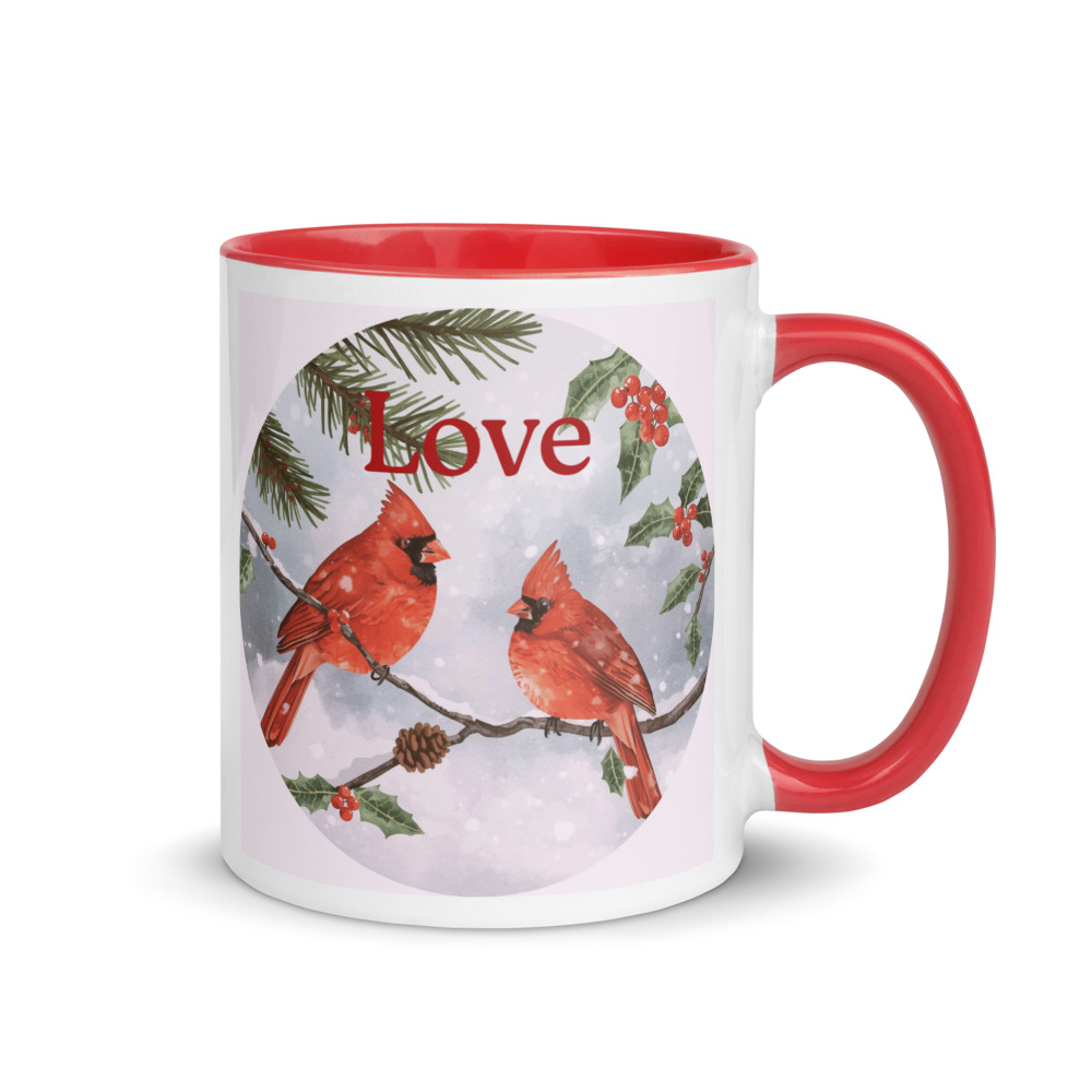 11oz Cardinal Love Mug – Red Interior & Handle