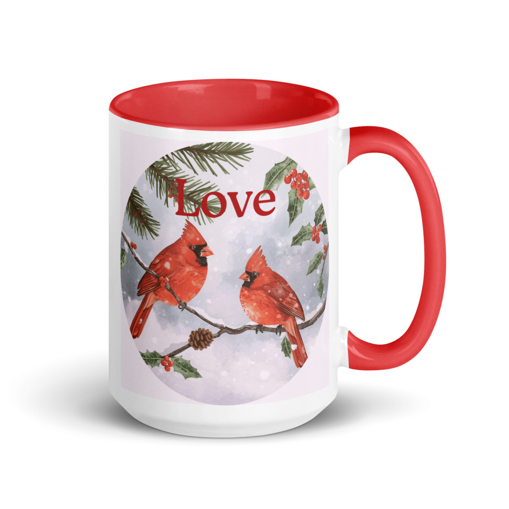 15oz Cardinal Love Mug – Red Interior & Handle