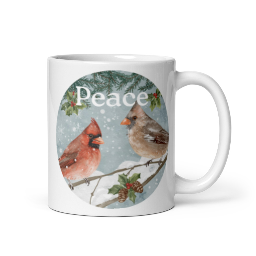 11oz Peace Cardinal White Ceramic Mug