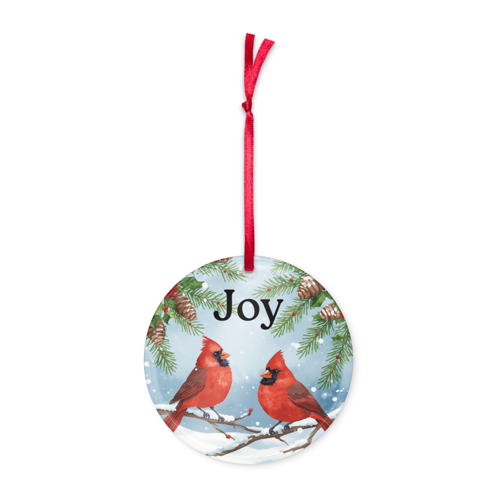 Acrylic Cardinal Christmas Ornament – “Joy”