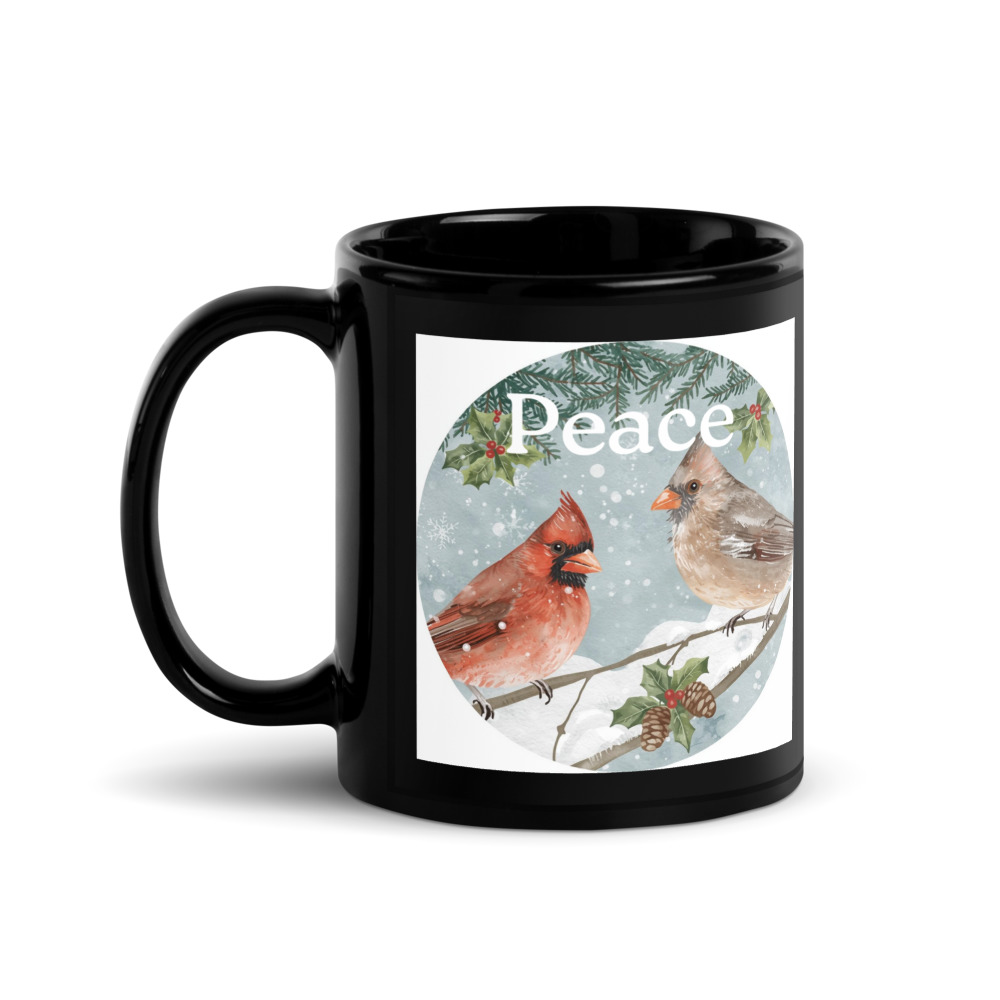 11oz Black Glossy Peace Cardinal Mug