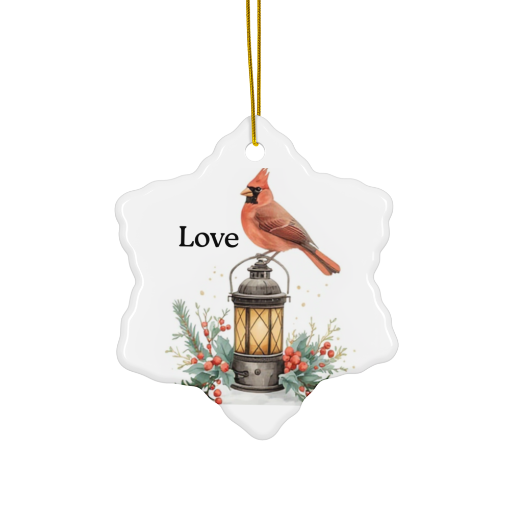 Double-Sided Ceramic Snowflake Lantern Ornament – Cardinal Love Design