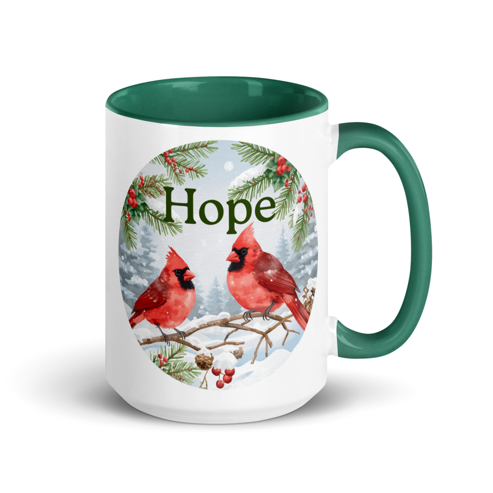 15oz Hope Cardinal Mug – Green Interior & Handle