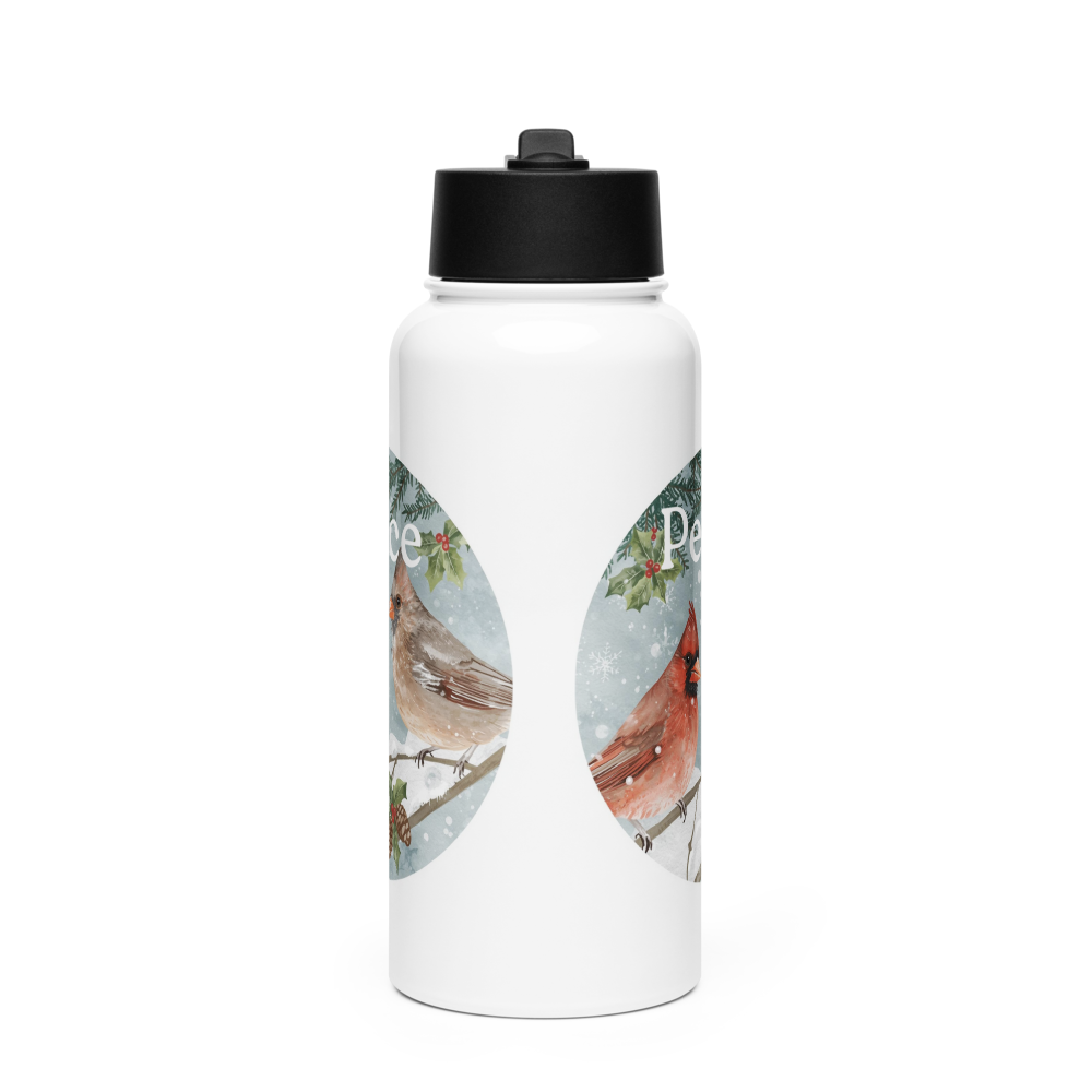 32oz Cardinal Peace Water Bottle – Stainless Steel Holiday Gift