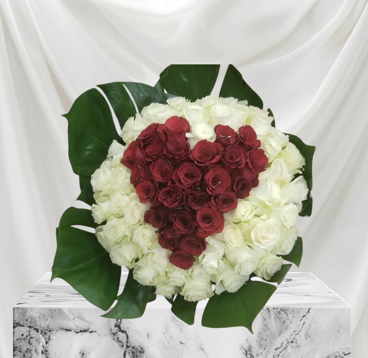 Heart-Shaped 75 Rose Bouquet