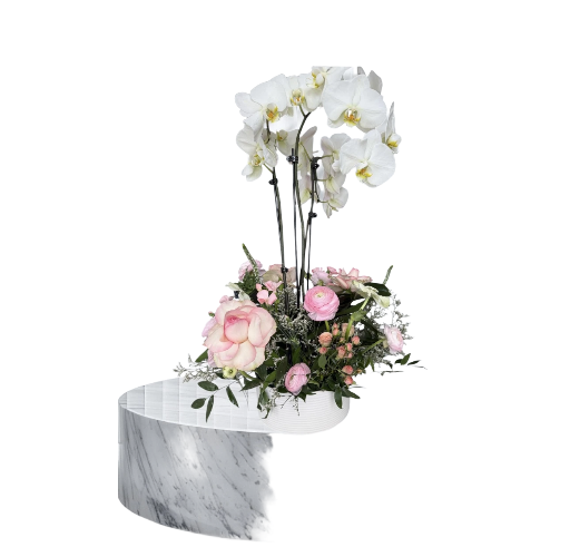 Elegant Orchid and Rose Flower Arrangement