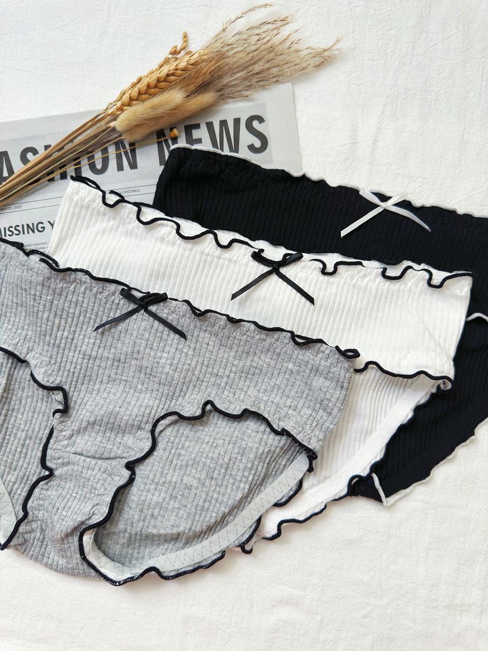 U07 中腰纯棉螺纹内裤