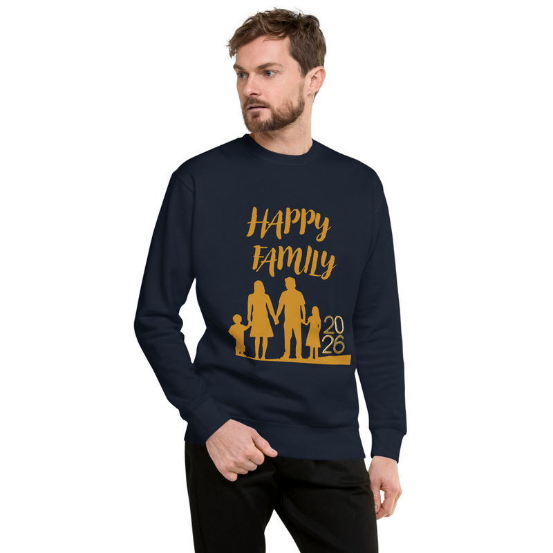 Sweat-shirt Premium Unisexe "Happy Family 2026" – Style doré festif et familial