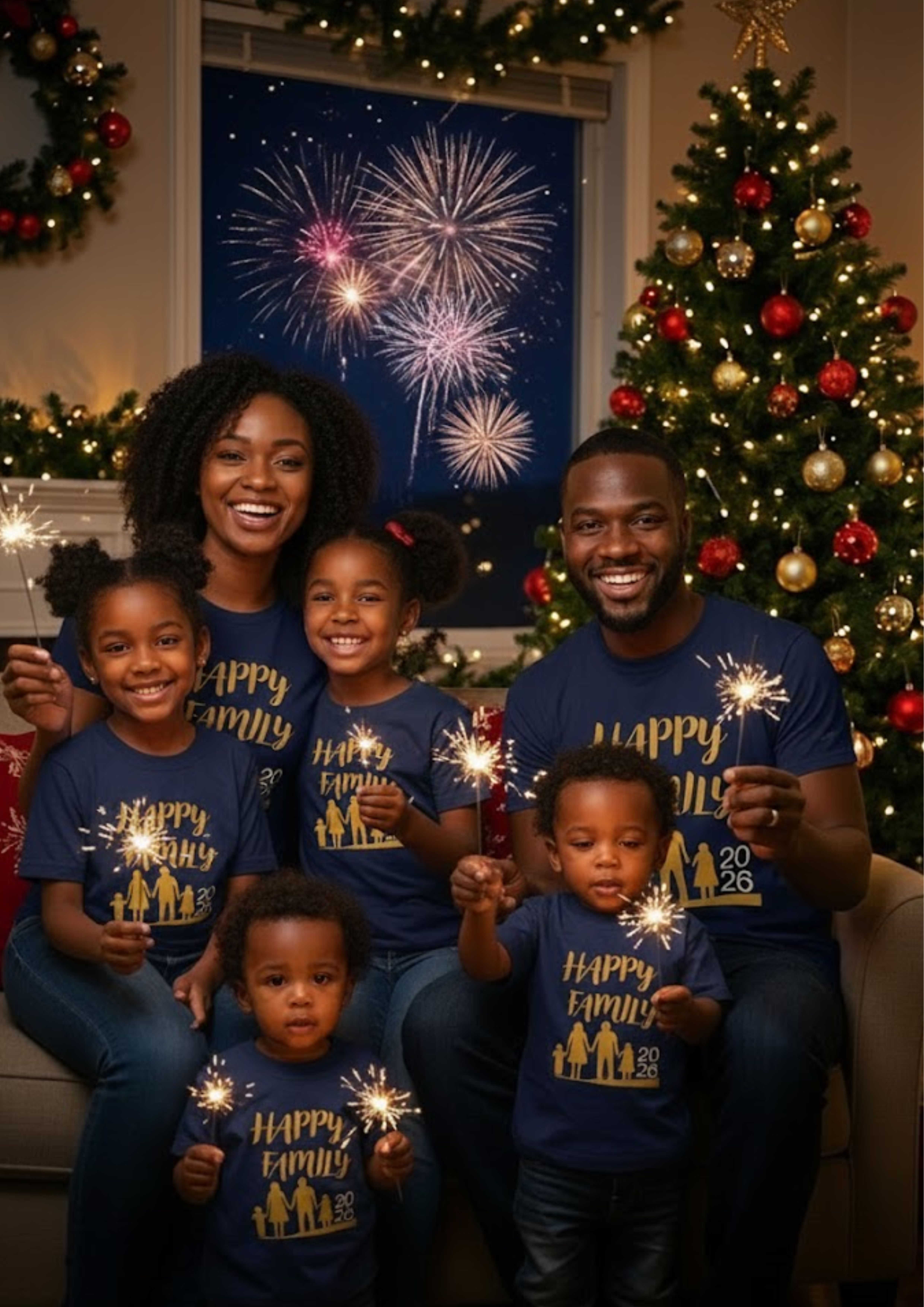 T-shirt Ados "Happy Family 2026" – Ensemble en or pour célébrer l’amour, l’unité et la nouvelle année