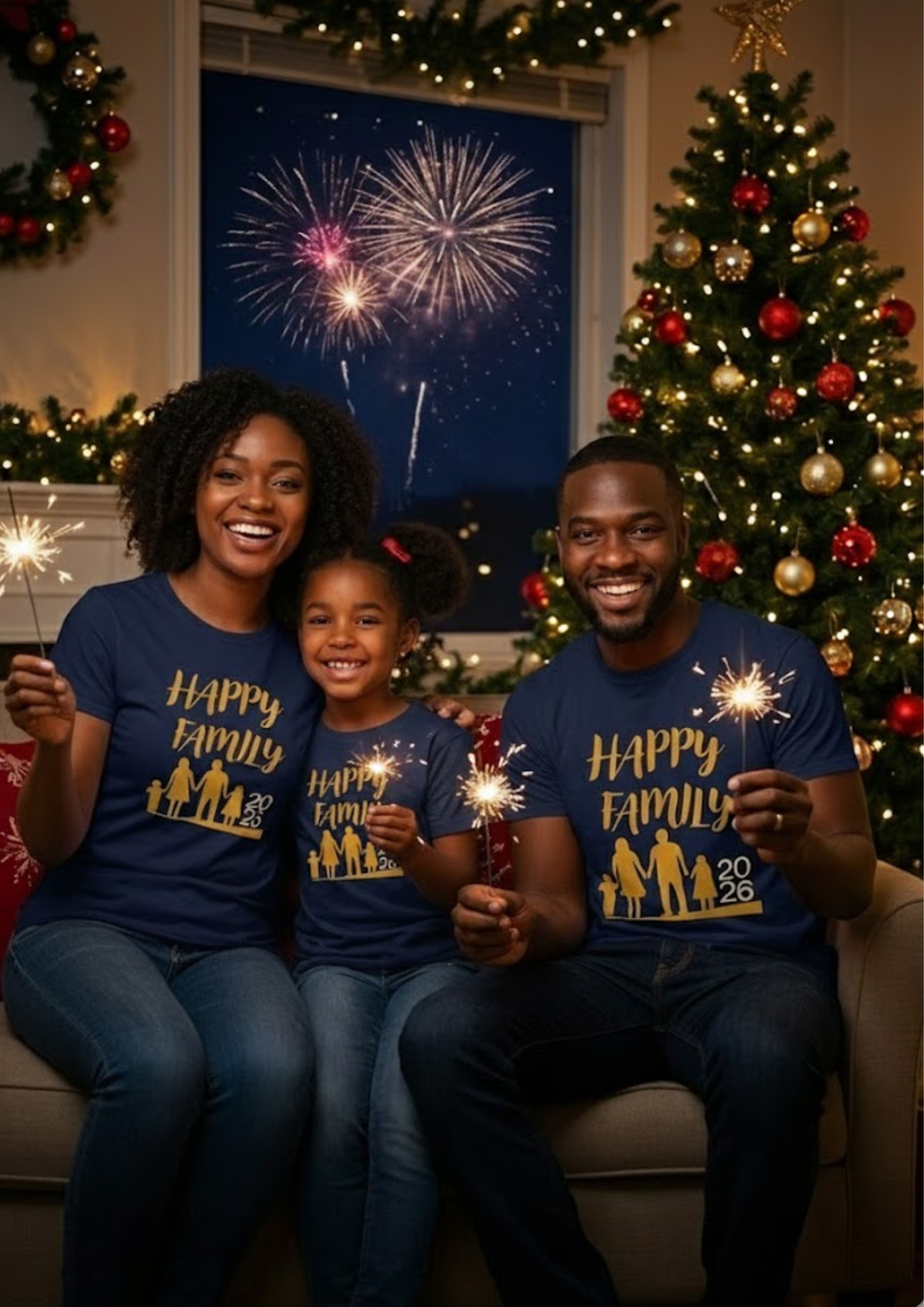 T-shirt Ados "Happy Family 2026" – Ensemble en or pour célébrer l’amour, l’unité et la nouvelle année