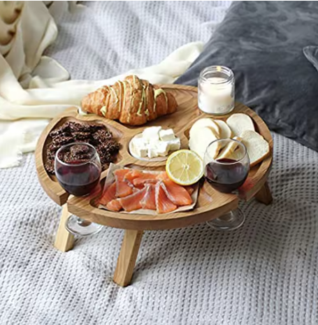 Wooden Breakfast Serving Tray Table