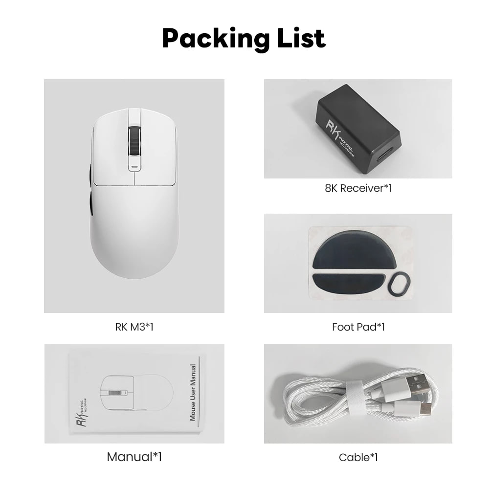 Royal Kludge RK M3 8k 8000Hz Mouse For PC Laptop Gaming