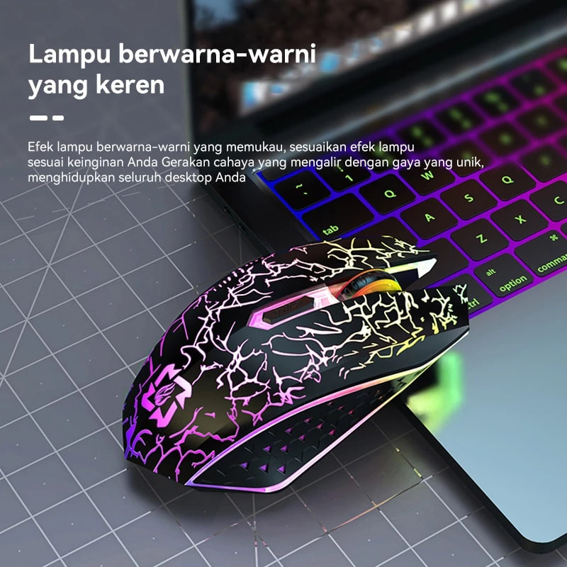 OLYPS Mouse Wireless Bluetooth Gaming RGB Silent Click Rechargeable Laptop Tanpa Kabel 1600D