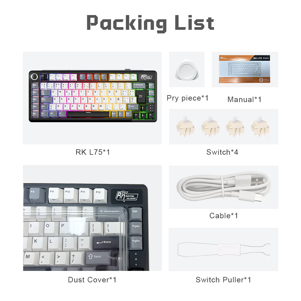 RK L75 Knight Black 85 Key Diy Mechanical Keyboard 80% Keyboard