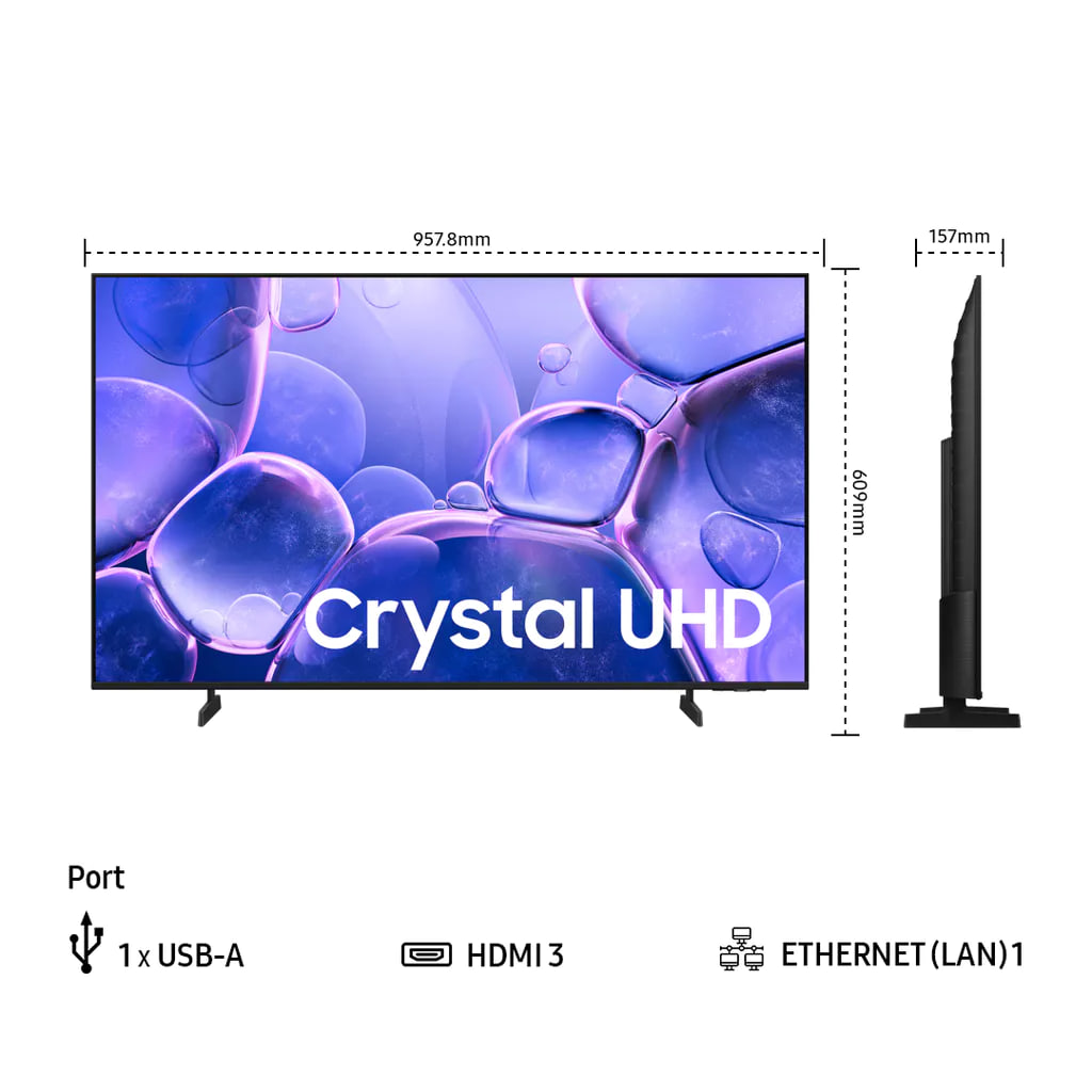 Samsung 43" Crystal UHD 4K U8000F Smart TV | Crystal Processor 4K | SmartThings | UA43U8000FKXXD
