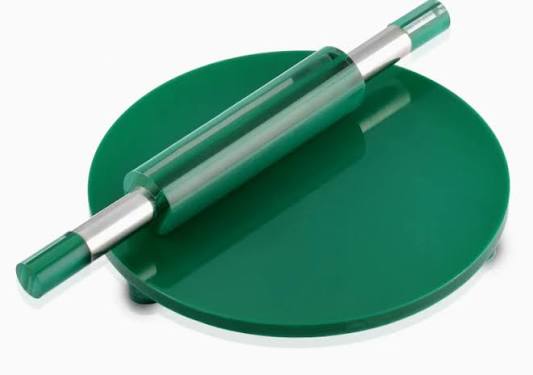 Premium acrylic Rolling Pin with Round Dough Board & Storage Stand – Durable Kitchen Baking & Roti Making Set