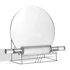 Premium Wooden Rolling Pin with Round Dough Board & Storage Stand – Durable Kitchen Baking & Roti Making Set