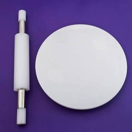 Premium acrylic Rolling Pin with Round Dough Board & Storage Stand – Durable Kitchen Baking & Roti Making Set
