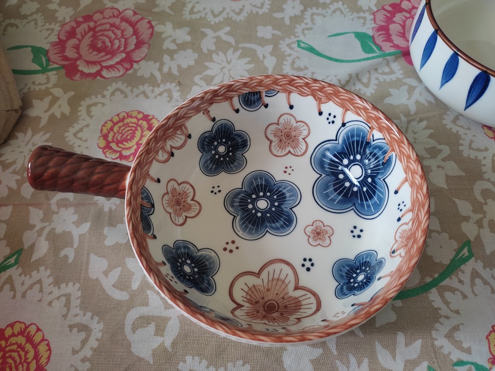 Techmanistan Random Color - Mandala Print Bowl, Koreaan Tableware Cute Ceramic Bowl With Handle, Microwave Heating Bowl Instant Noodle Bowl