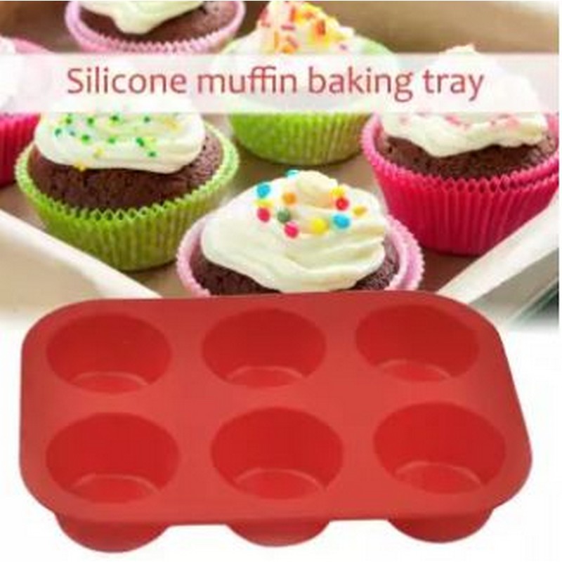 6 Slot Non-Stick Silicone Cup Cake Muffin Pan Mold Baking Tray