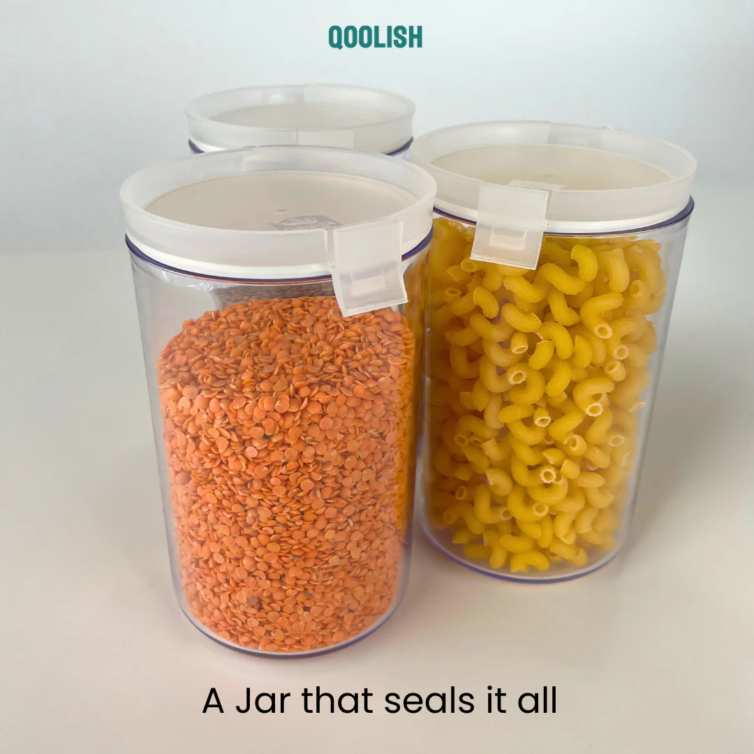 950ml or 650ml Airtight Food Storage Jar – Lightweight, Break-Resistant Container with Silicone Seal for Lentils, Pasta & Grains”