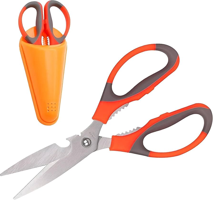 Kitchen Multipurpose Scissors – Stainless Steel Meat & Vegetable Cutter with Nut Cracker and Bottle Opener ✂️🍗🥦