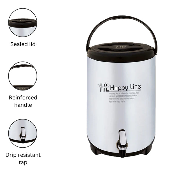 Super Duper 14 Litre Stainless Steel Water Cooler – Insulated Hot & Cold Beverage Dispenser with Steel Inner Tank