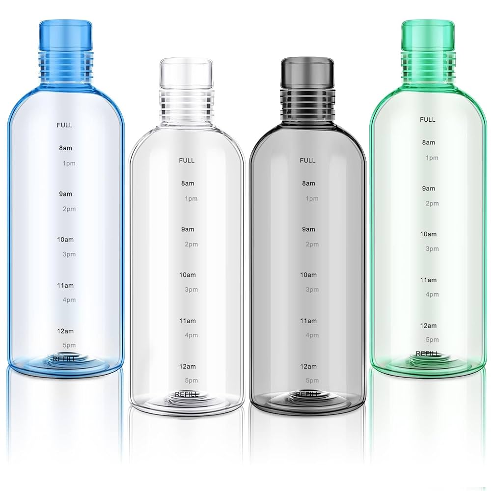 1000 ML Large Capacity Glass Bottle With Time Marker For Water Drinks