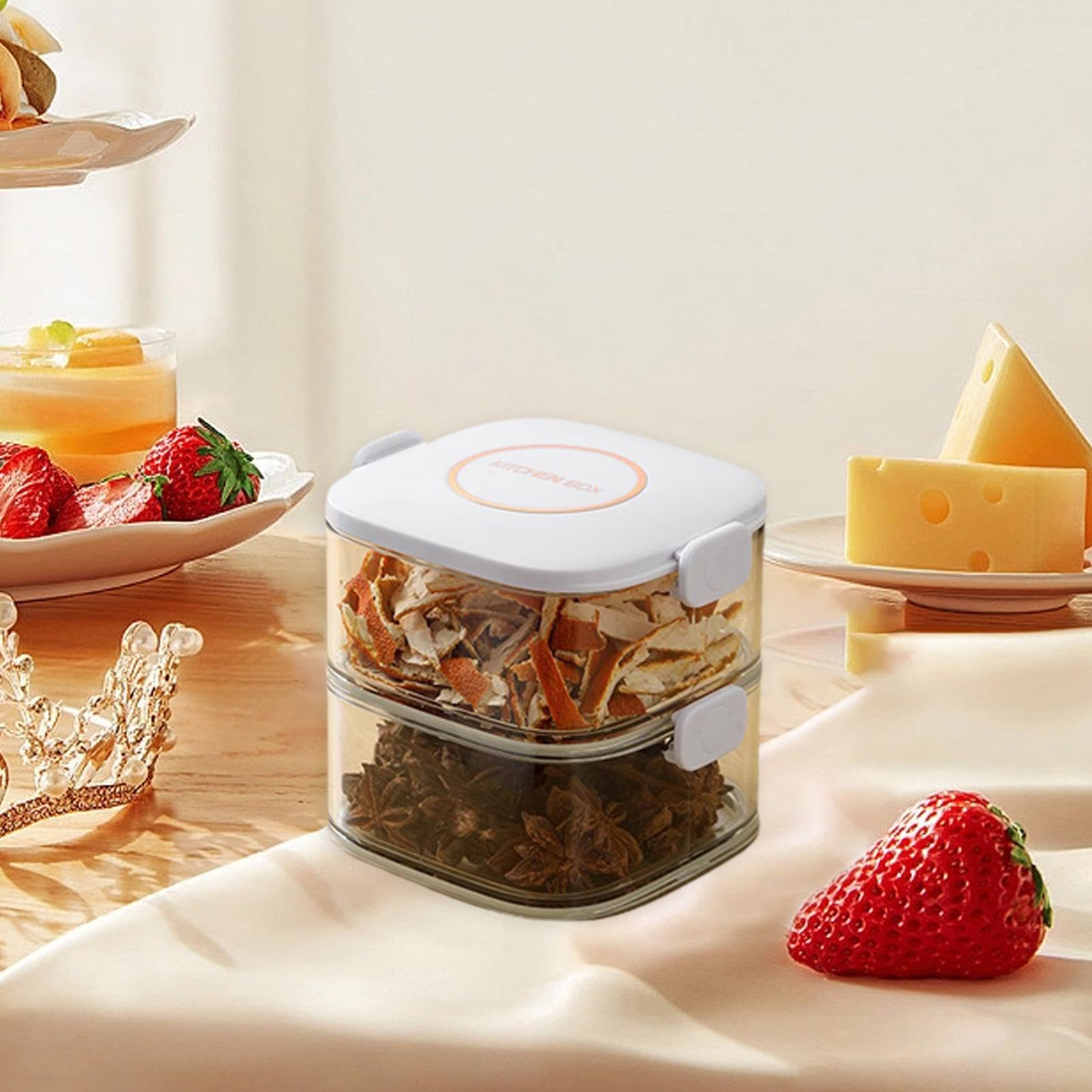 Airtight Glass Food Storage Container with Locking Lid | Stackable Spice Jar for Kitchen Organization