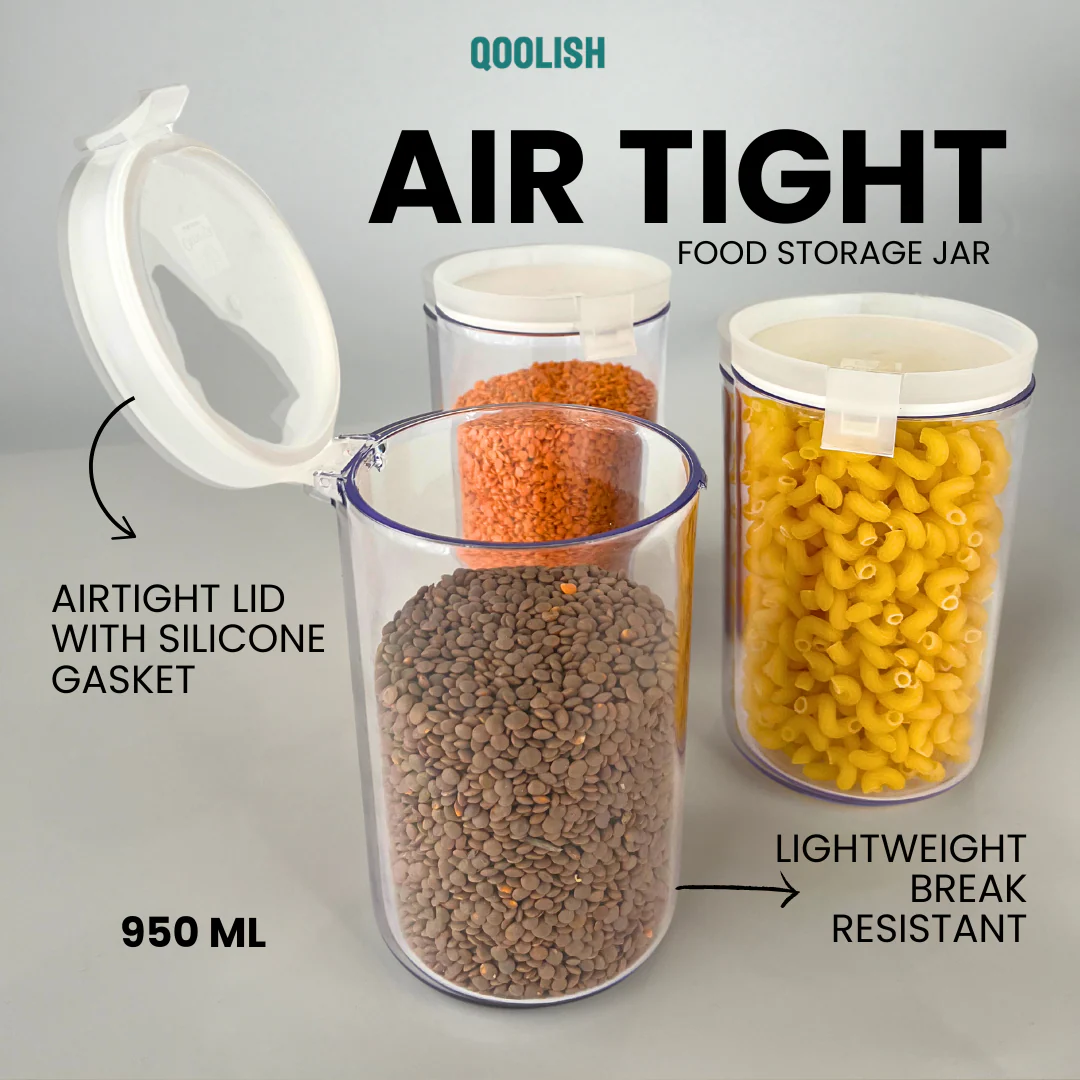 950ml or 650ml Airtight Food Storage Jar – Lightweight, Break-Resistant Container with Silicone Seal for Lentils, Pasta & Grains”