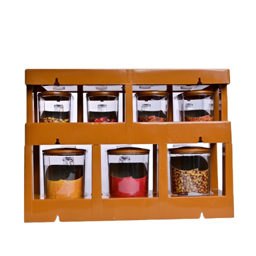 “MasterChef 7-Jar Spice Rack Set with Transparent Lids – Kitchen Organizer for Spices and Condiments”