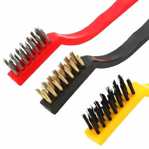 3Pc Wire Brush Cleaning Tool Set – Brass, Nylon & Stainless Steel Bristles for Rust, Grime & Dirt Removal