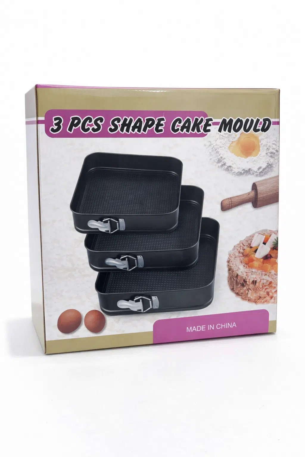 Elegant 3-Piece Shape Cake Mould Set – Premium Non-Stick Baking Pans for Perfect Cakes & Desserts 🎂✨